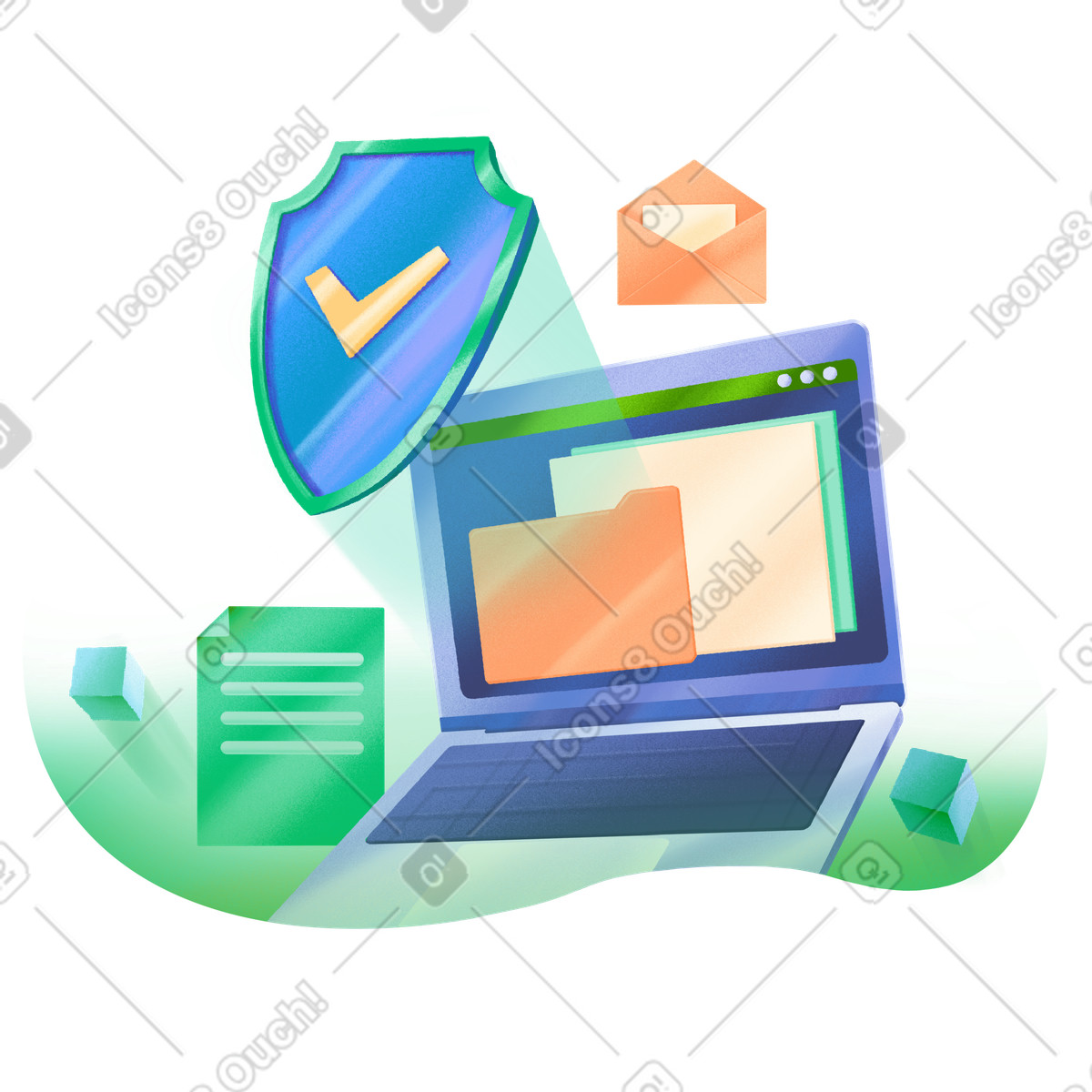Data security for electronic documents illustration in PNG, SVG