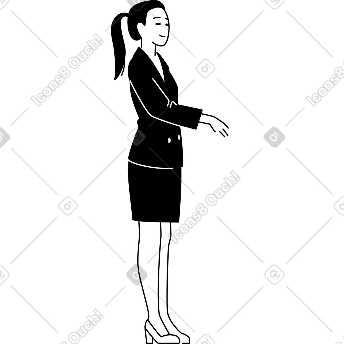 Junge frau trägt einen business-anzug-Illustration im Weekday-Stil als Download in PNG, SVG
