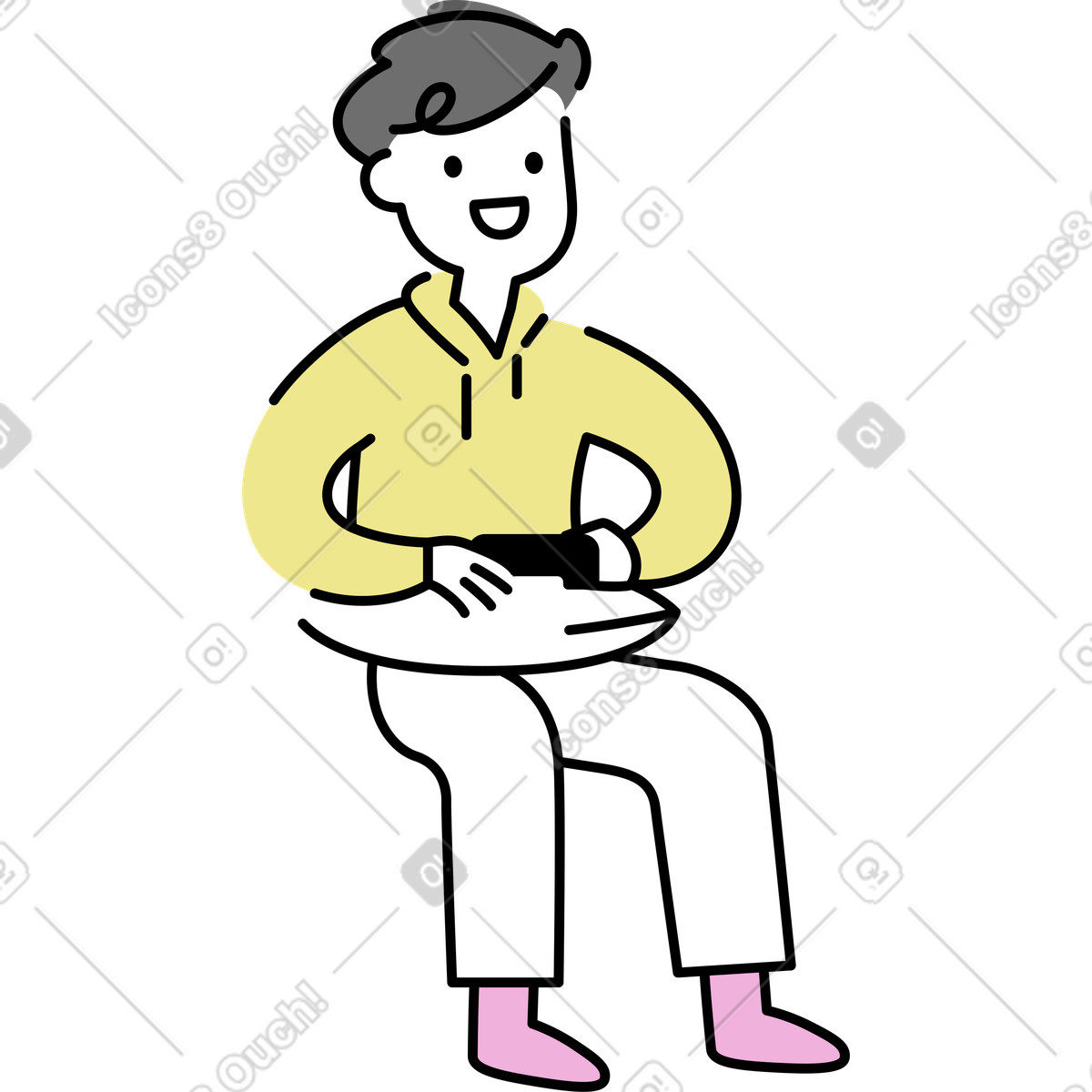 Young man with a gamepad illustration in Mochi style download in PNG, SVG
