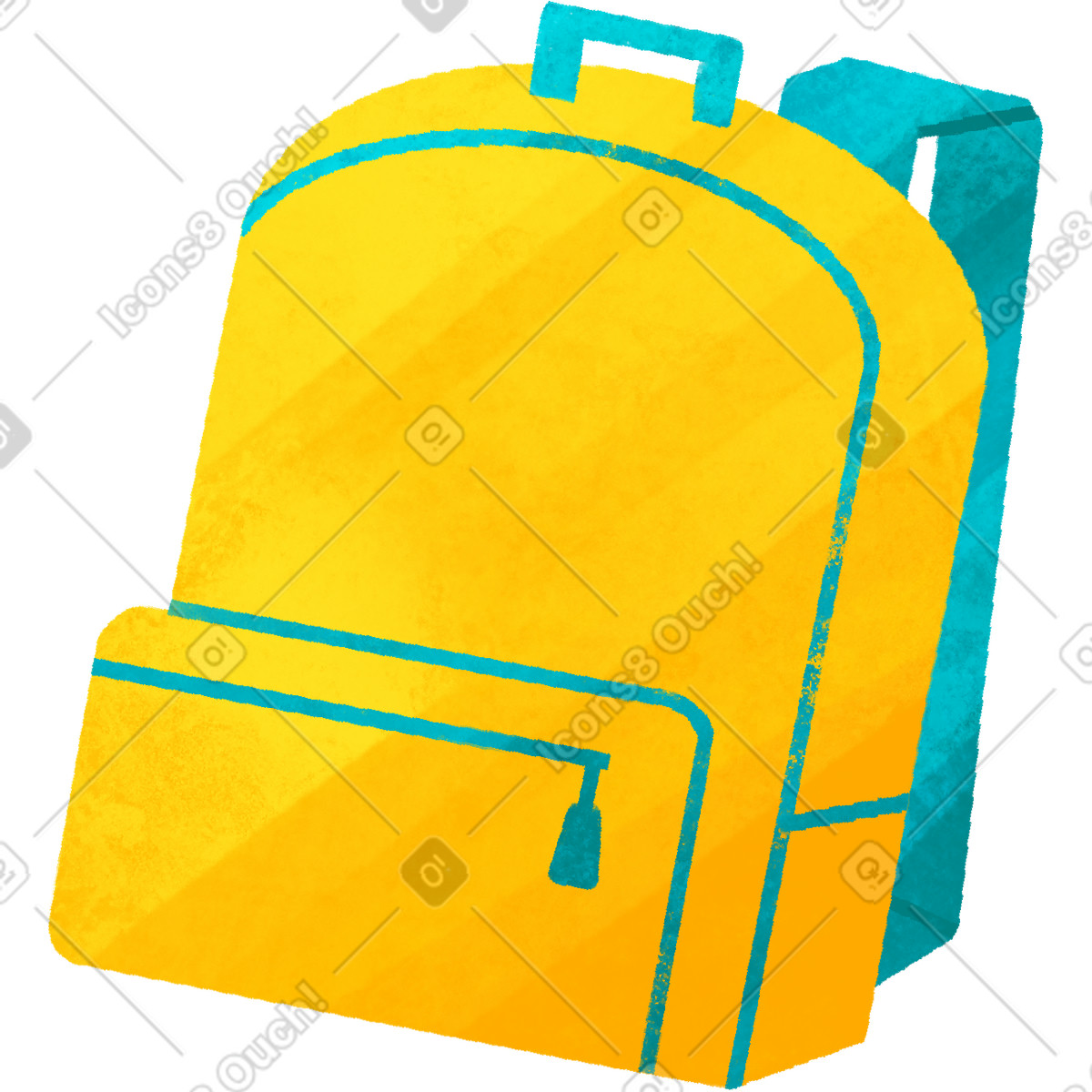 Yellow school backpack illustrazione in stile Bonbon scarica in PNG, SVG