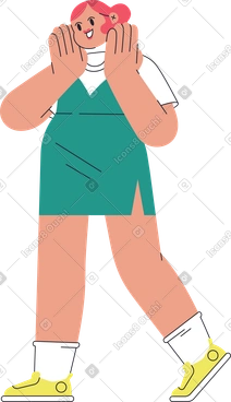 Girl with hands on her face PNG, SVG