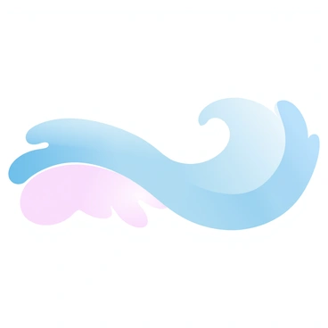 A smooth flowing wave is depicted in a gradient of two pastel colors, curling and undulating gracefully across the image. The wave has soft, rounded edges that create a sense of movement and fluidity. The two colors blend seamlessly into one another, enhancing the wave's dynamic appearance. The wave appears to rise and fall gently, evoking a feeling of tranquility and rhythm.