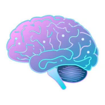 A vibrant, colorful depiction of the brain with highlighted neural pathways