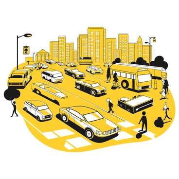 A sleek express car navigating through busy city traffic during rush hour