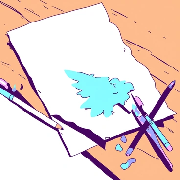 A piece of ripped illustration paper with a partially drawn picture on it