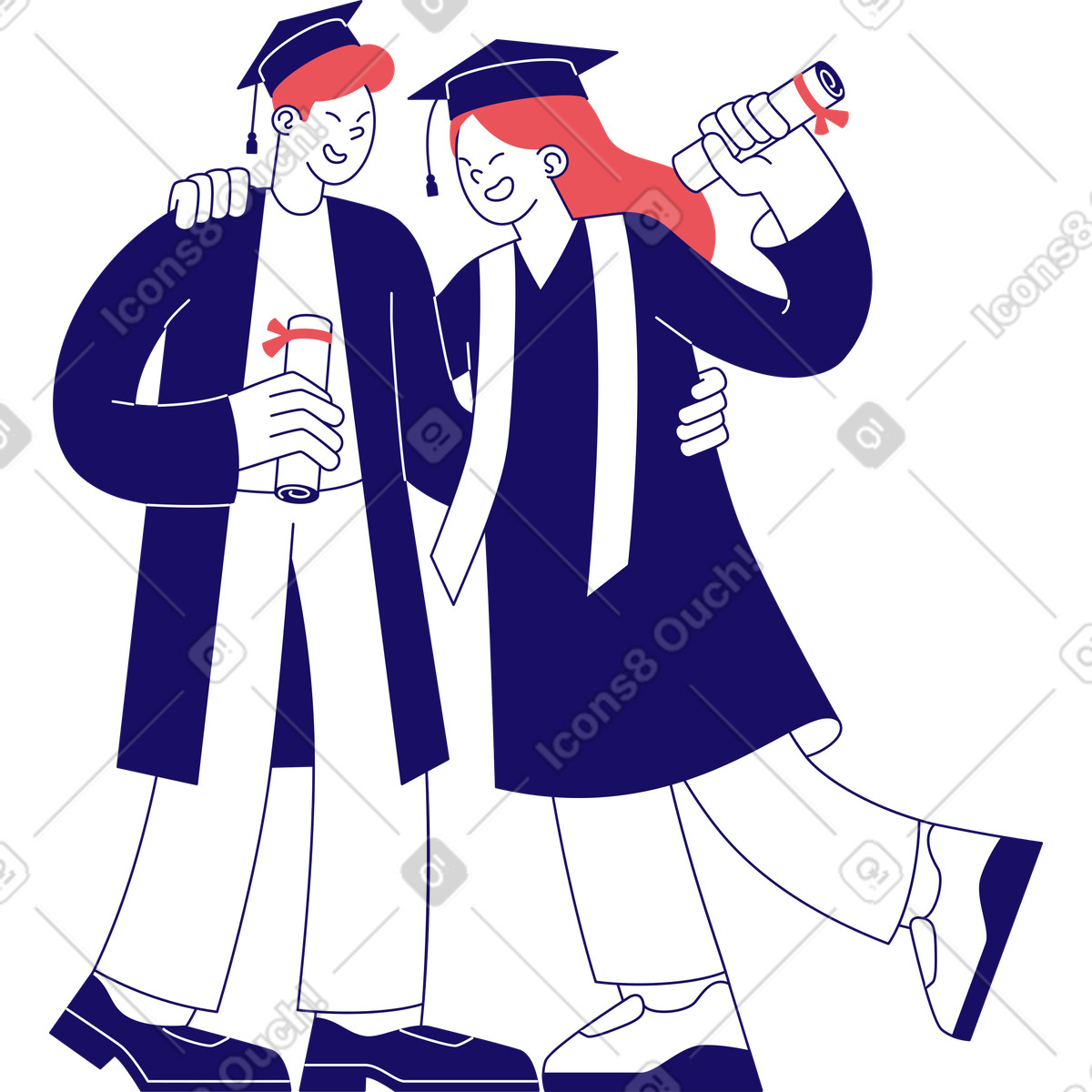 Happy students illustration in Bendy style download in PNG, SVG