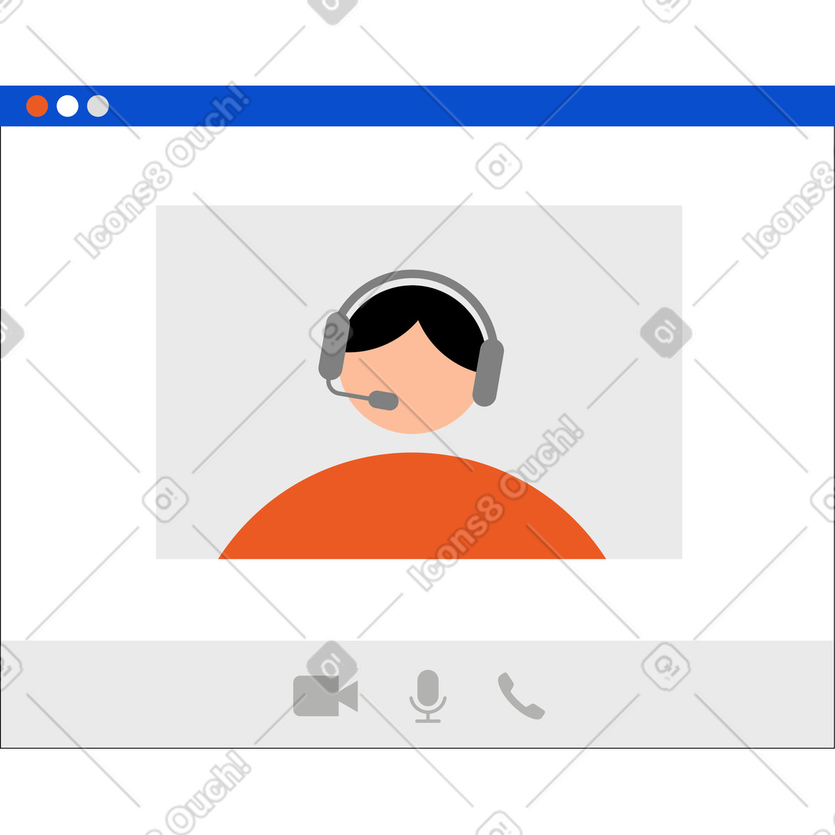Ilustración Ventana de video chat con soporte en estilo Tiny a descargar en PNG y SVG