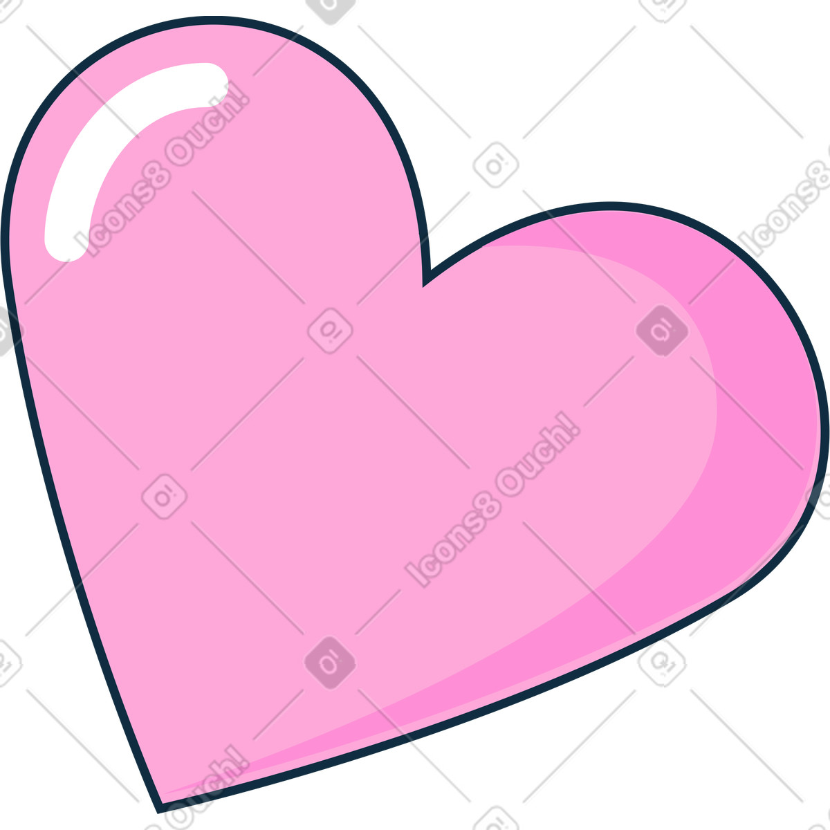 Ilustración animada Corazón rosa con realce en estilo Bubble gum a descargar en GIF, Lottie (JSON), AE