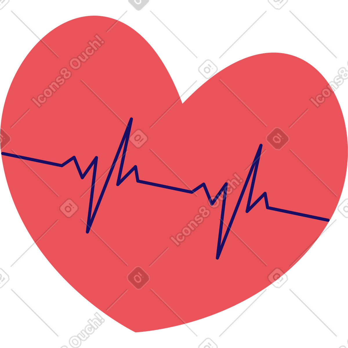 Heart with a pulse illustration in Bendy style download in PNG, SVG