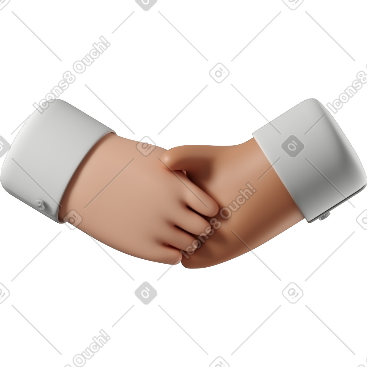 Stretta di mano pelle bianca e mani abbronzata illustrazione in stile 3D Hands Fun&Wild scarica in PNG, SVG