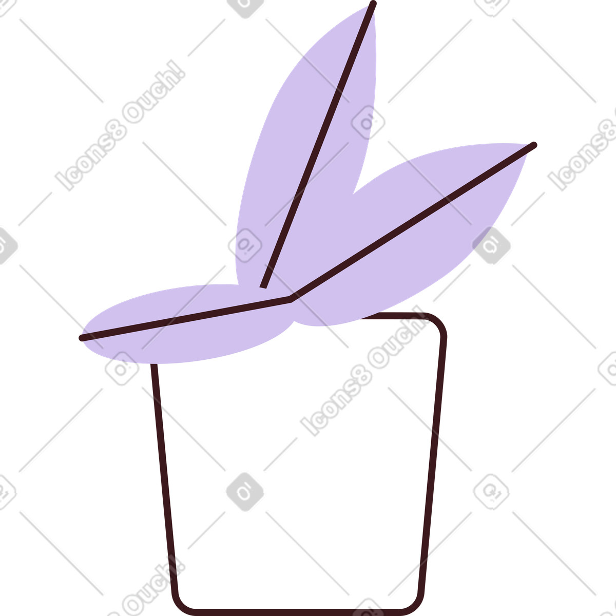 Ilustração de Folhas roxas em uma panela branca no estilo Folks para baixar PNG, SVG