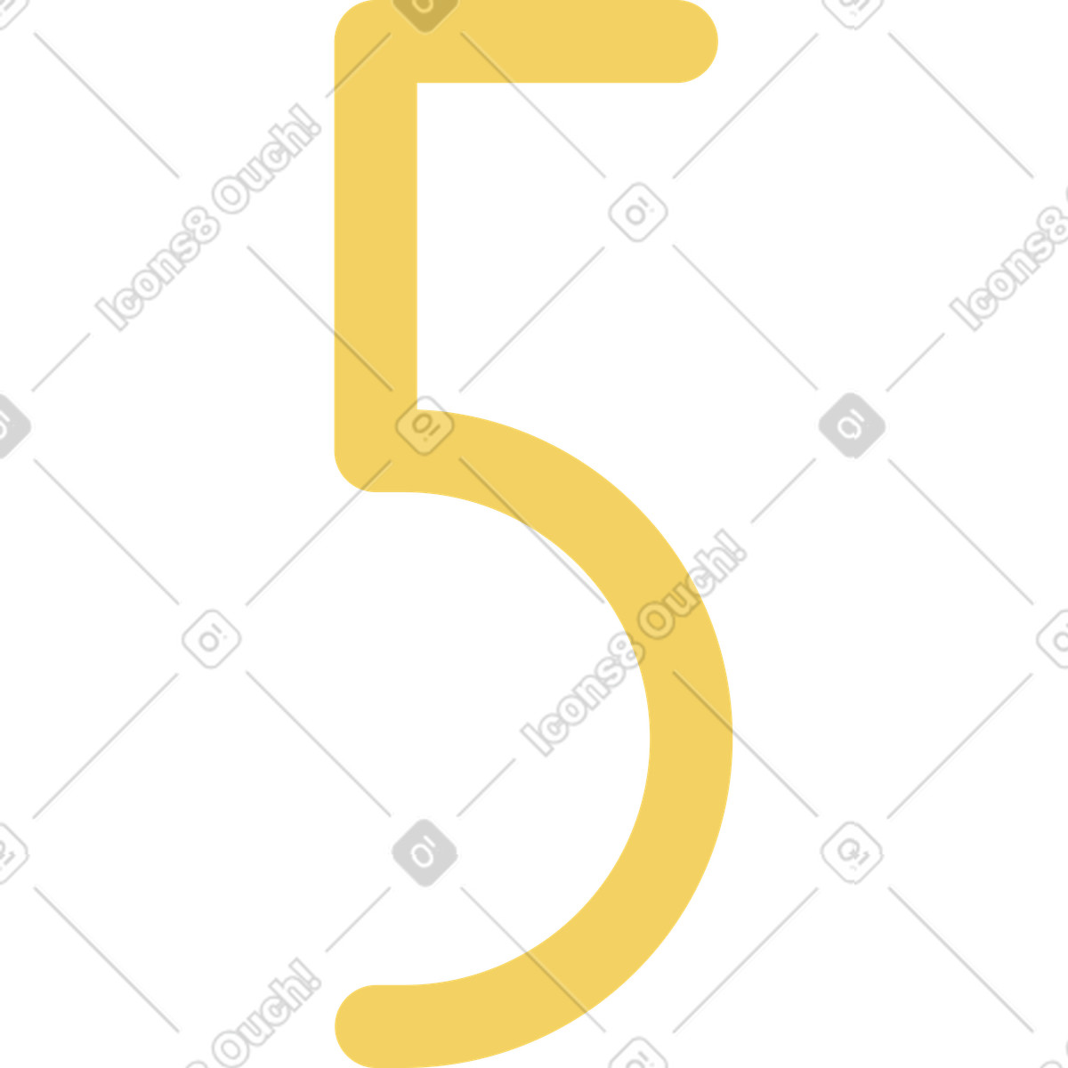 Gelbe 5-stellige-Illustration im Macaroni-Stil als Download in PNG, SVG