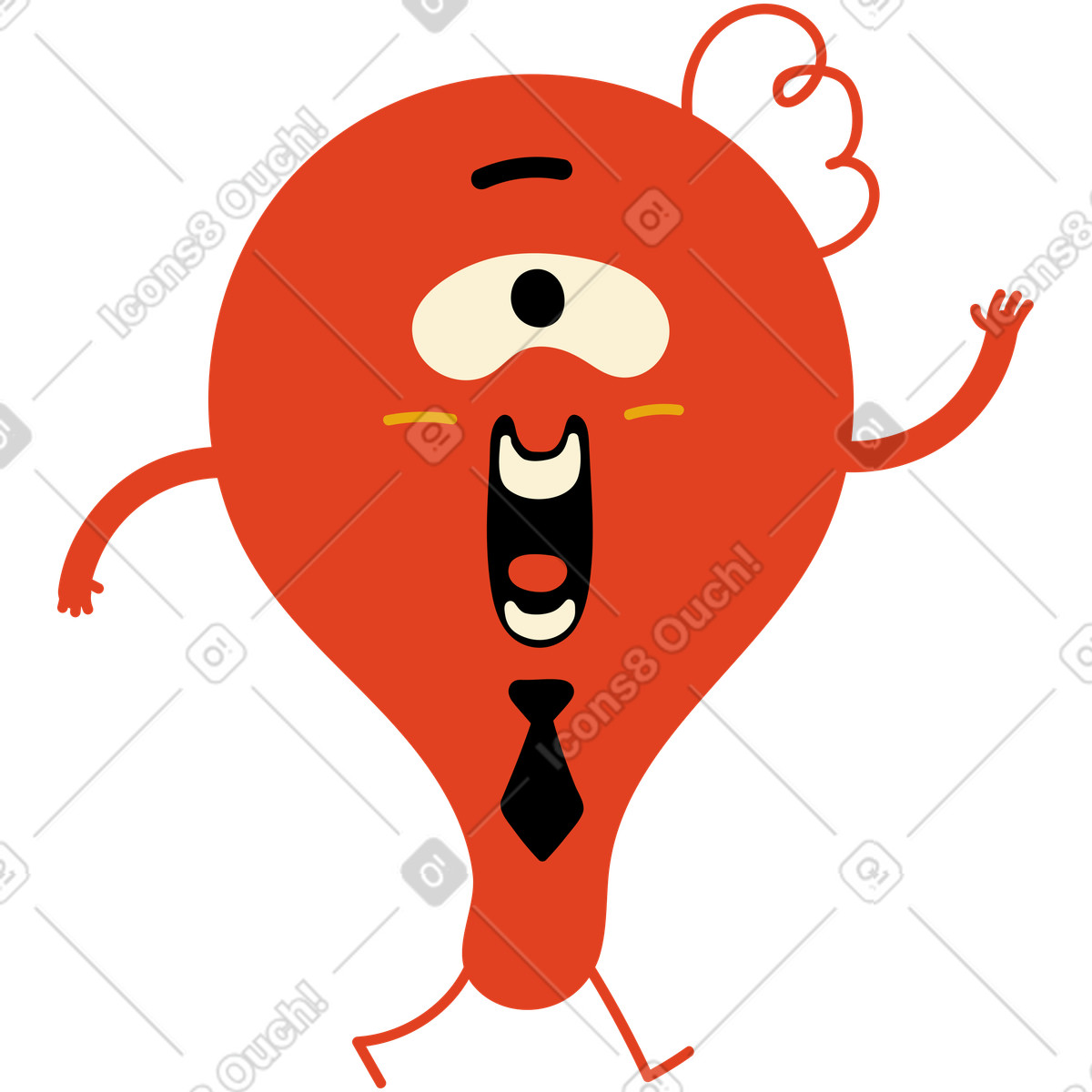 Red character with one-eyed in a tie illustration Jelly style download PNG, SVG