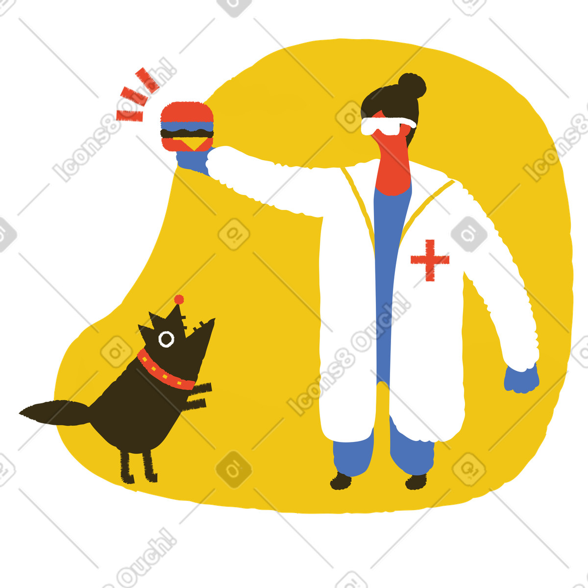 Illustration Aboyer à la clinique vétérinaire dans le style Bermuda télécharger aux formats PNG, SVG
