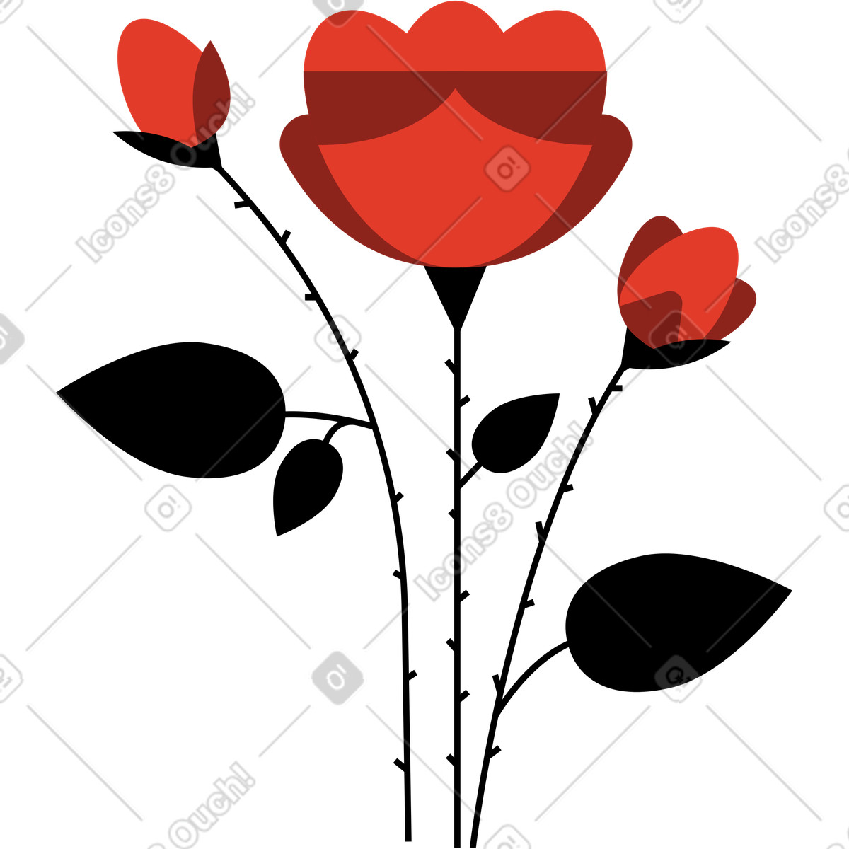 Burgundy 스타일의 꽃 일러스트레이션 PNG, SVG 다운로드