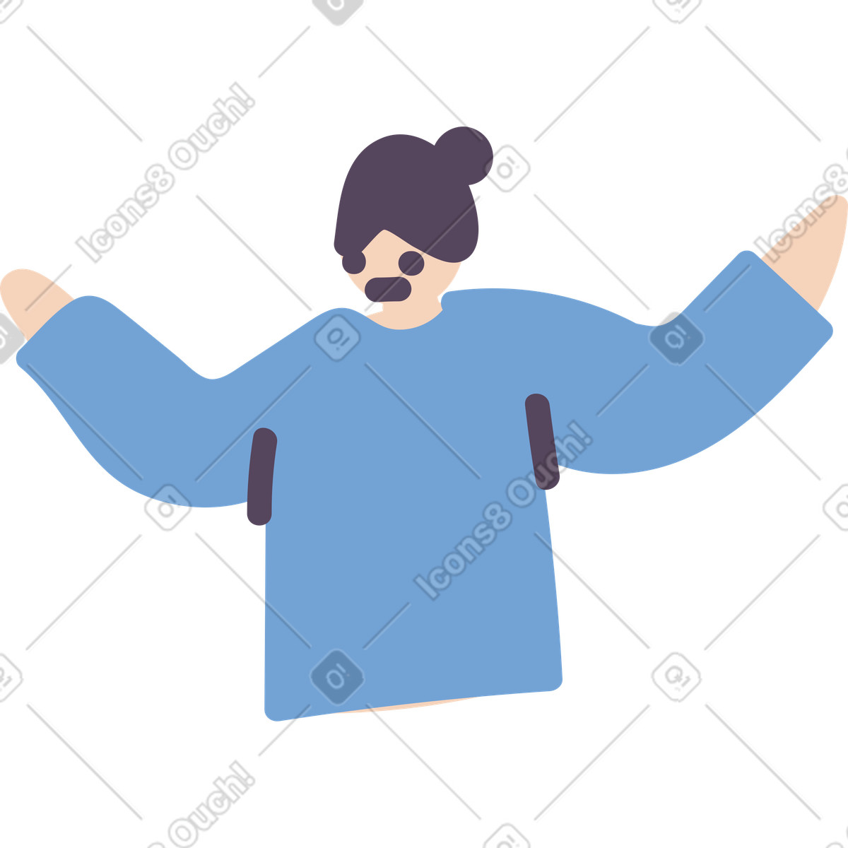 Female upper body illustration in Pluto style download in PNG, SVG