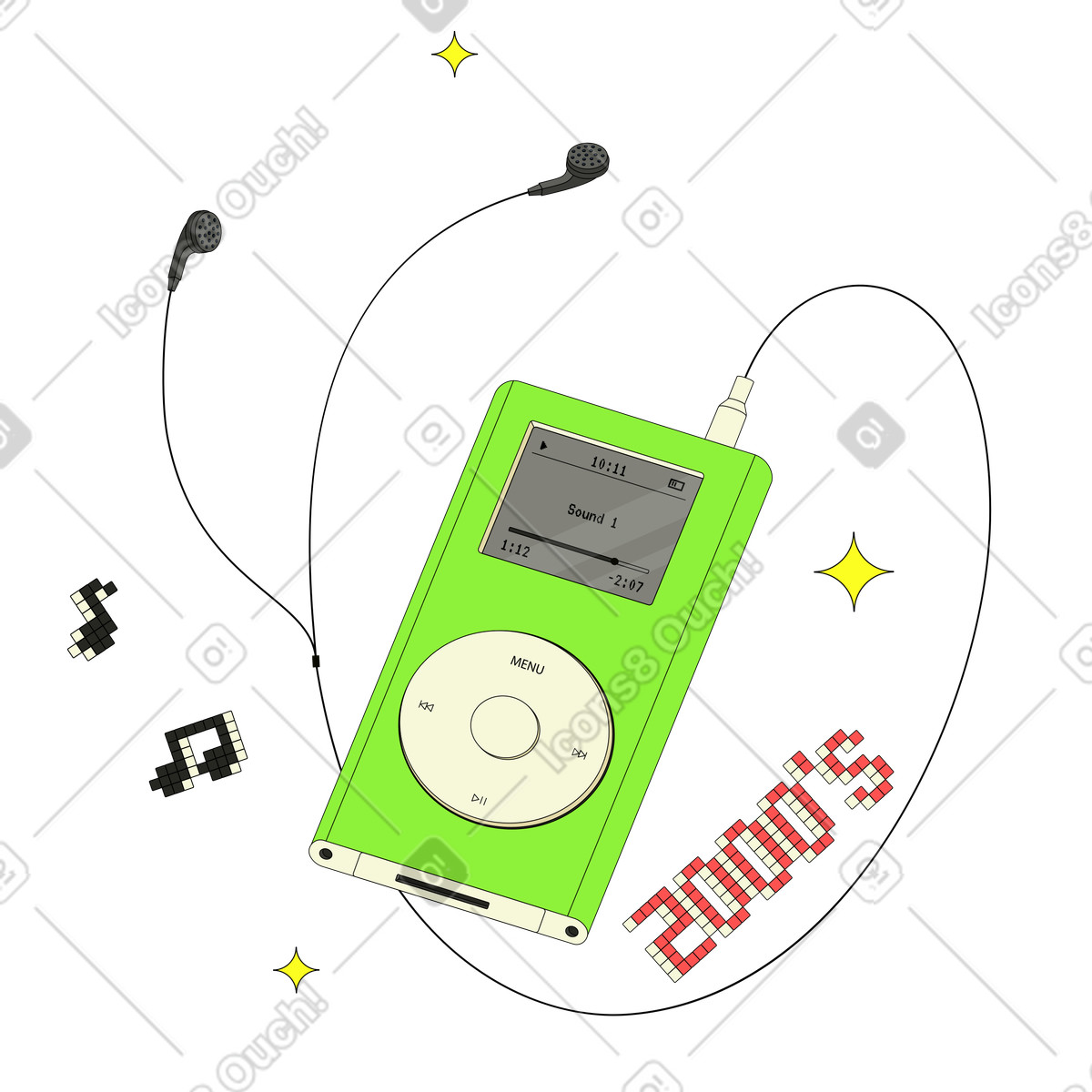 Ilustração de Tecnologia da velha escola: mp3 player em PNG e SVG