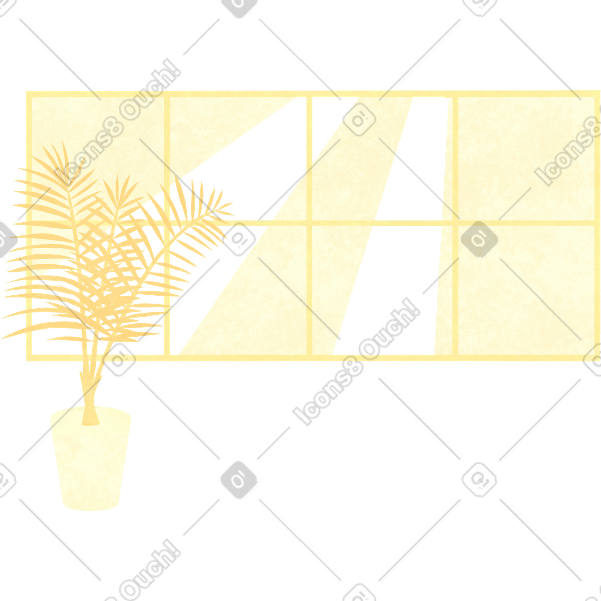 Illustration Fenêtre jaune et plante d'intérieur dans le style Lifestyle à télécharger aux formats PNG, SVG