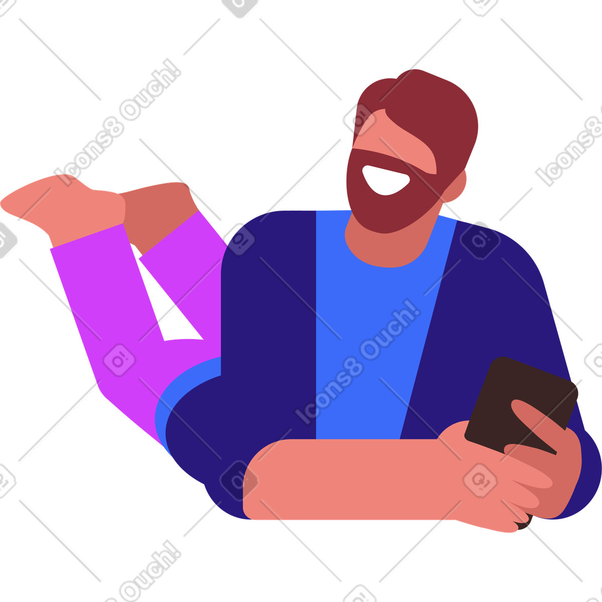 Illustration Homme avec smartphone dans le style Basic à télécharger aux formats PNG, SVG