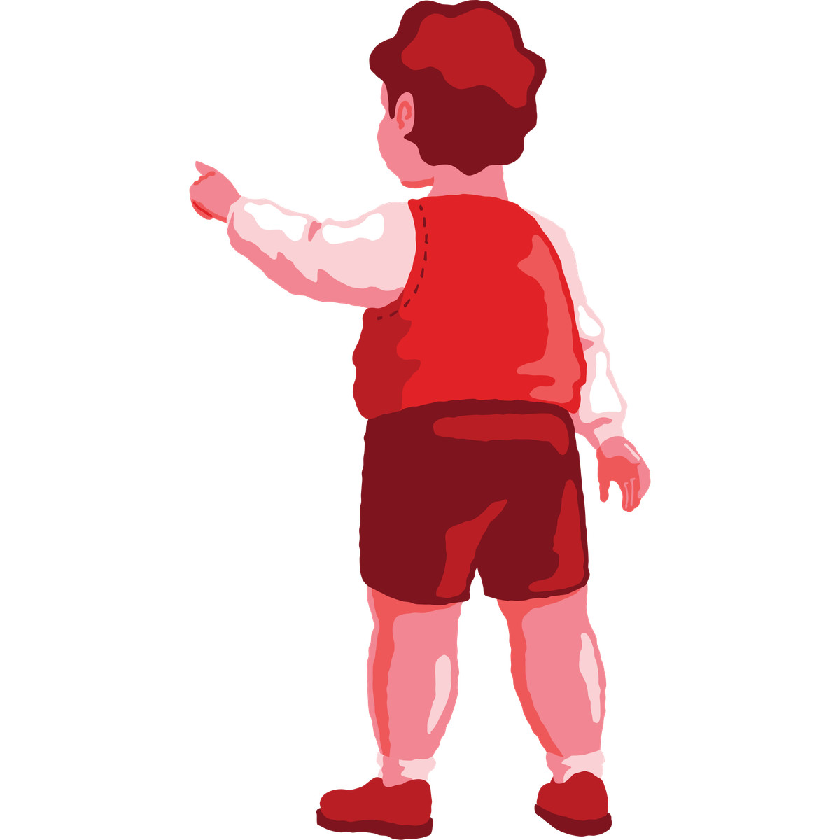 Chubby boy pointing back illustrazione in stile Cherry scarica in PNG, SVG