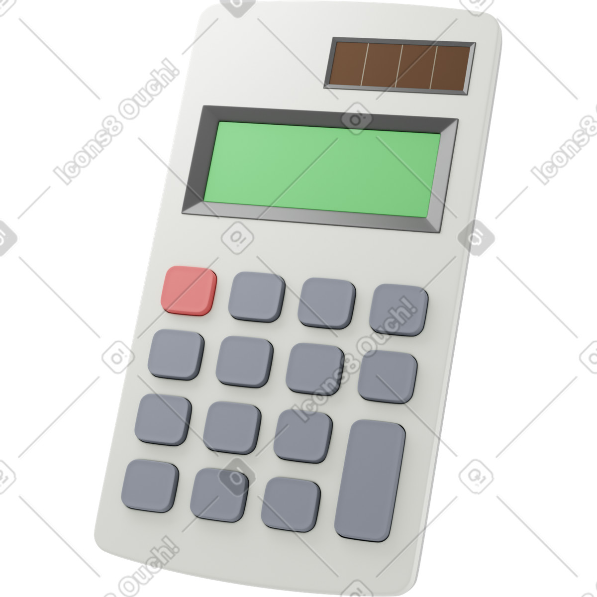 Kleiner taschenrechner mit solarpanel-Illustration im 3D Business-Stil als Download in PNG, SVG