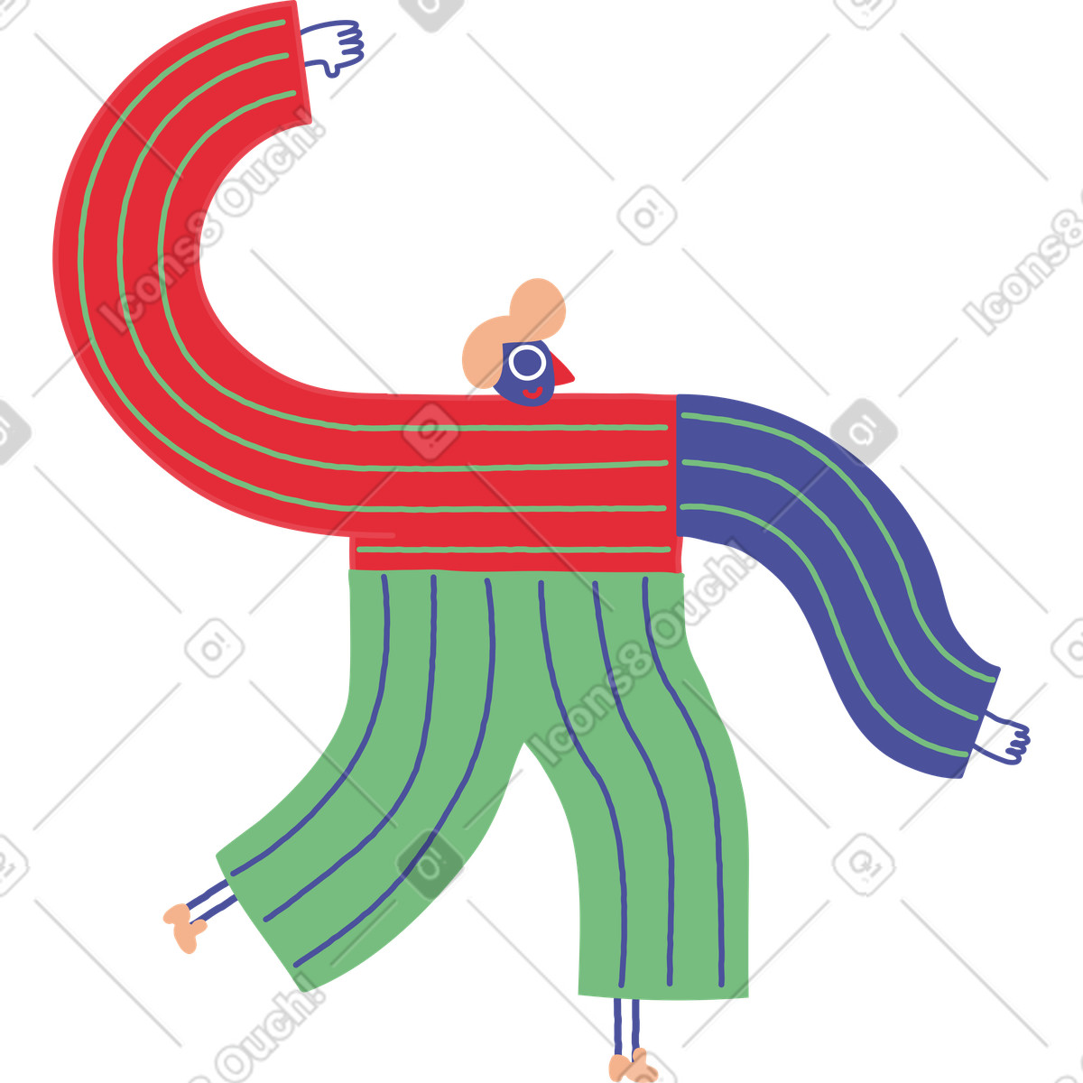 Uomo illustrazione in stile Stripy scarica in PNG, SVG