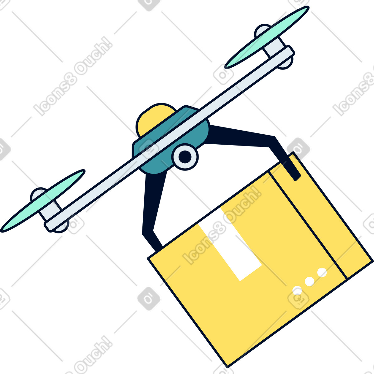 Illustration Hélicoptère avec boîte dans le style Teal à télécharger aux formats PNG, SVG