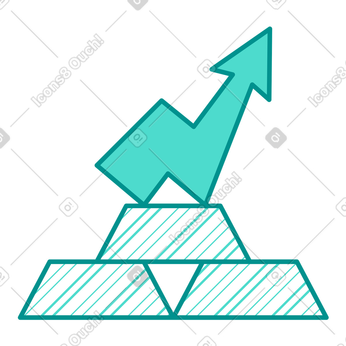 Tendenza al rialzo del valore dell'oro nel mercato illustrazione in stile Natty scarica in PNG, SVG