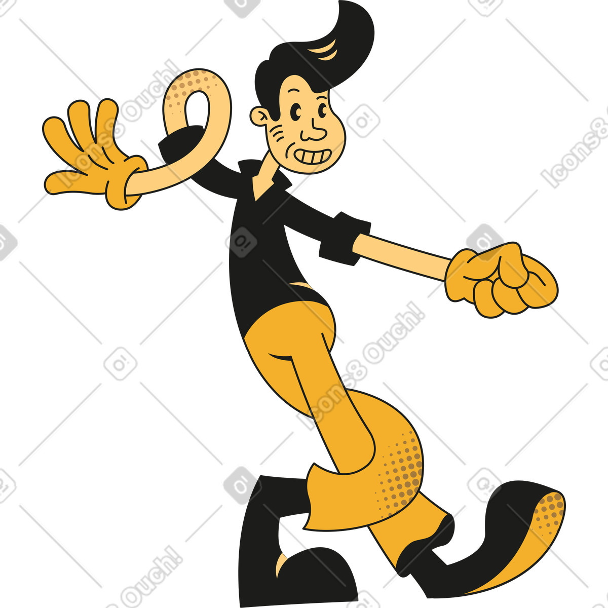 Uomo che balla illustrazione in stile Rubber scarica in PNG, SVG