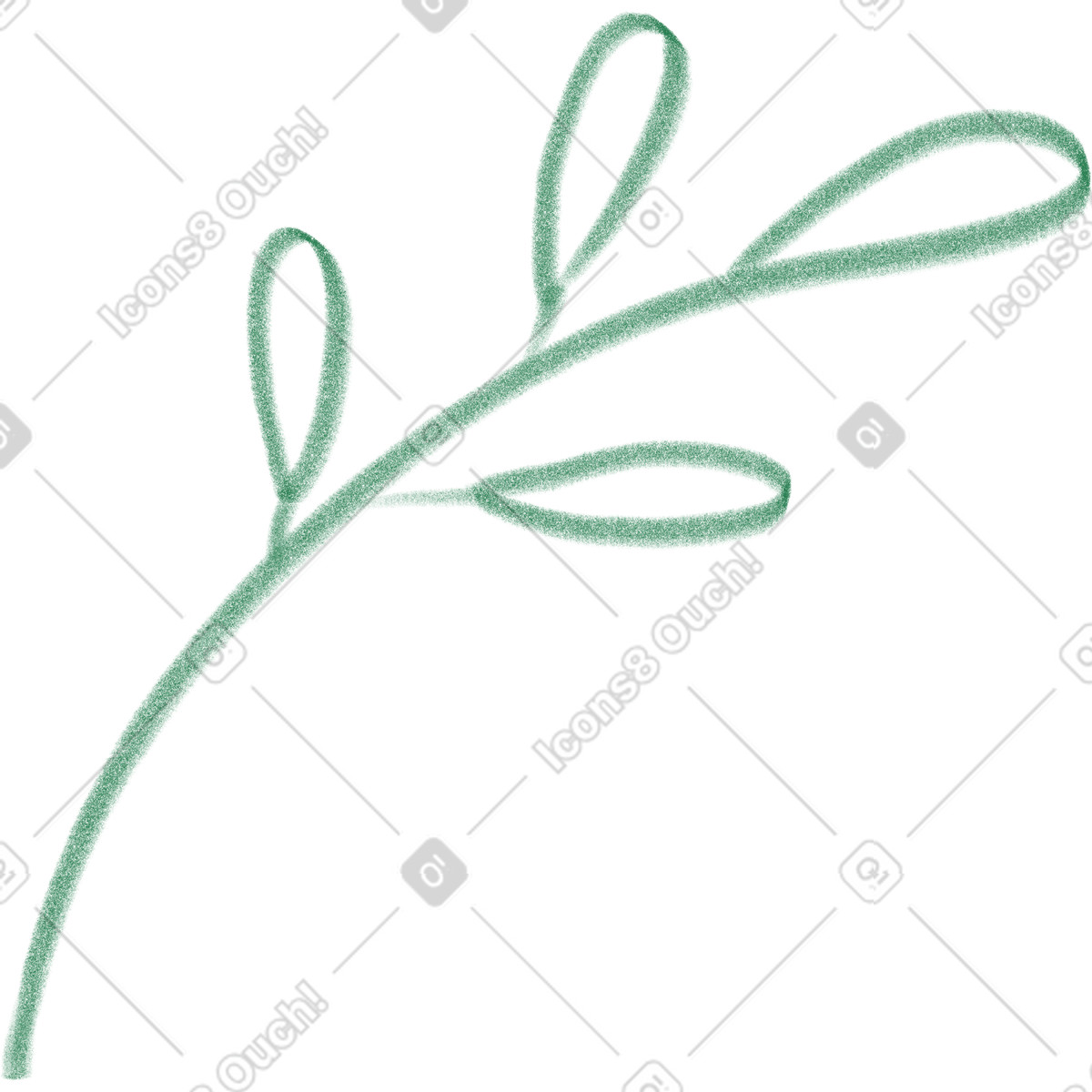 Green branch illustration in Doodle style download in PNG, SVG