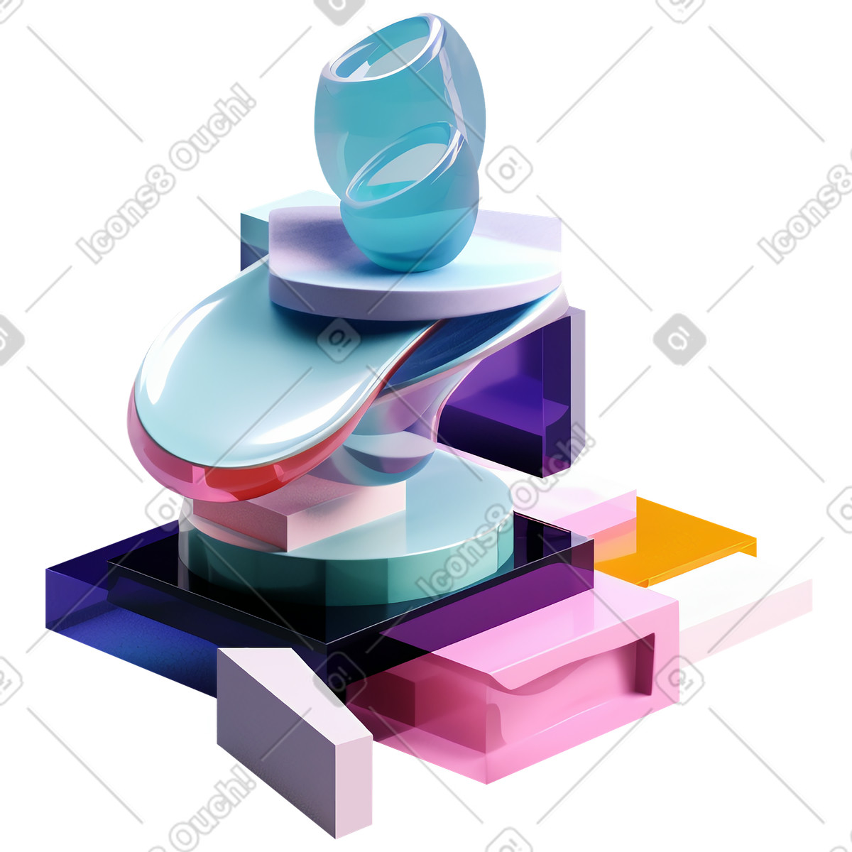 Abstract fluid composition made of glass illustration swirls clipart in PNG SVG GIF