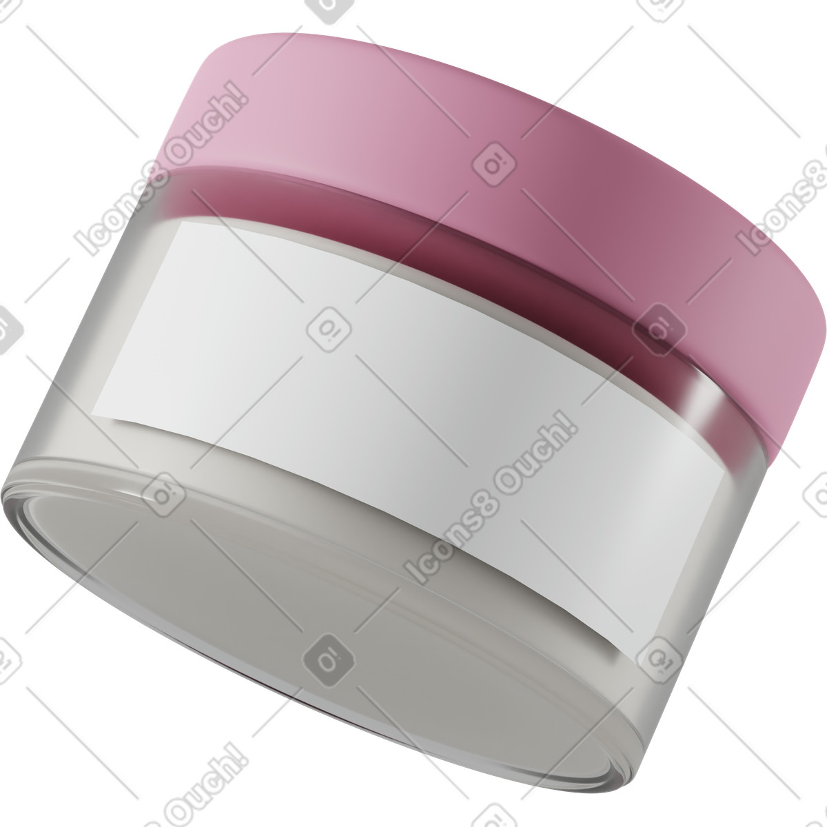 Illustration Close up of cosmetic cream tub with pink cap dans le style 3D Casual life à télécharger aux formats PNG, SVG