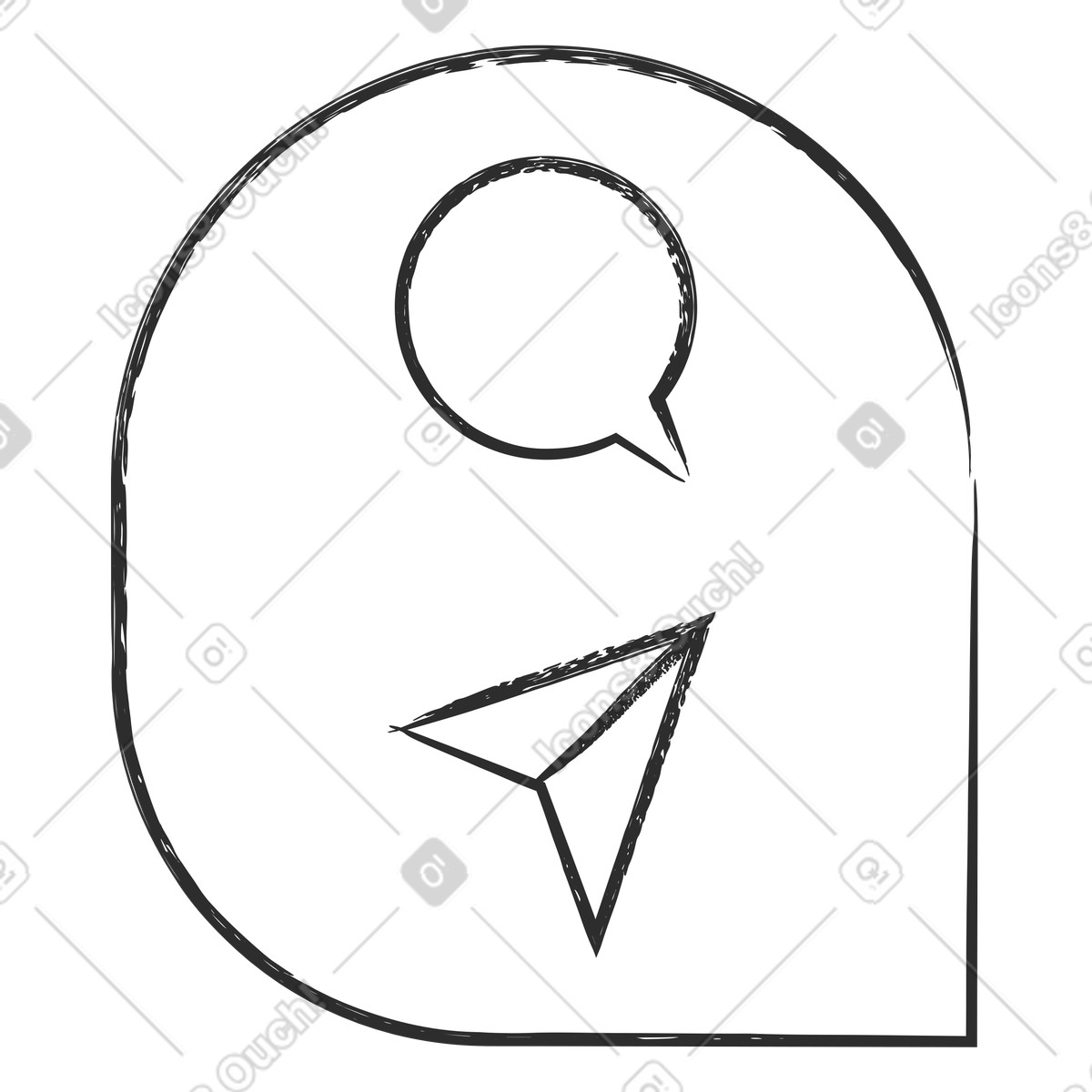 Interface elements: chat bubble and send button illustration in PNG, SVG