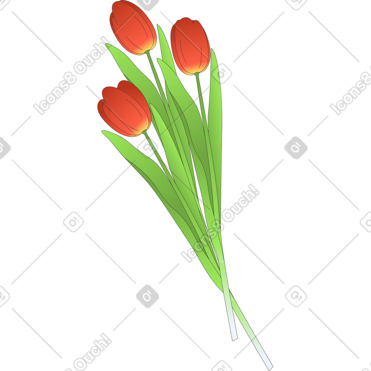 Ilustración Ramo de tulipanes en estilo Kit a descargar en PNG y SVG