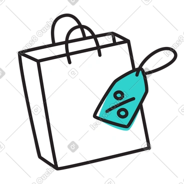 Sacola de compras com etiqueta de desconto PNG, SVG