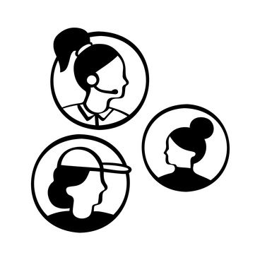 Three silhouettes of women in different professions - Journal style illustration