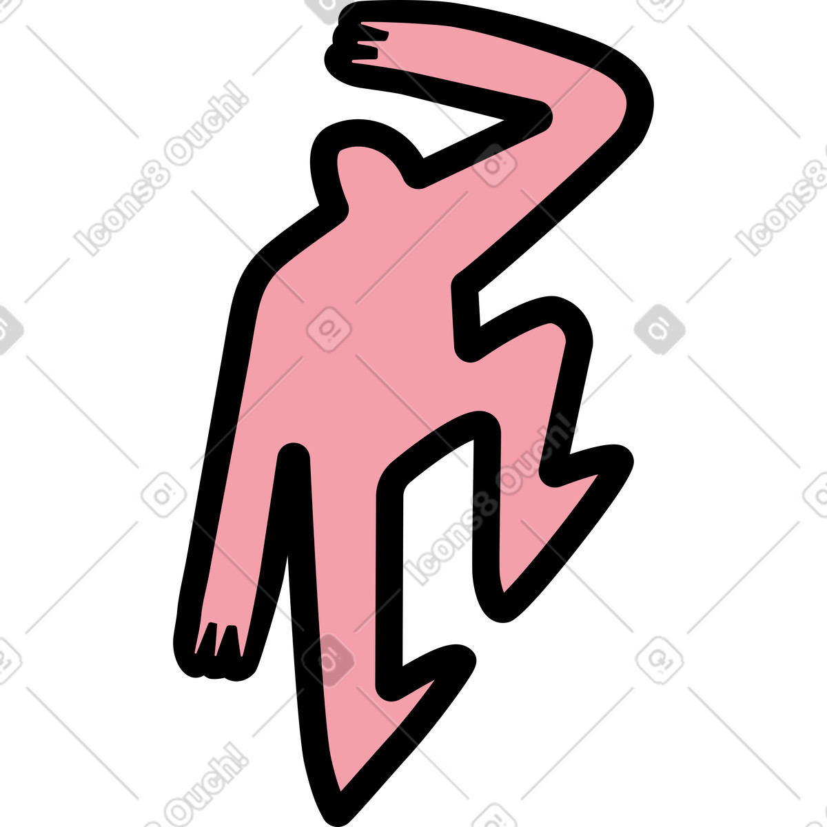 Pink man climbing something and looking up illustration in Wiggle style download in PNG, SVG
