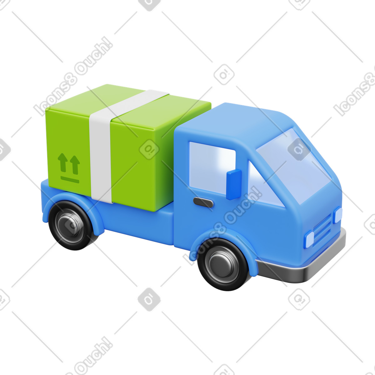 Иллюстрация Truck carrying parcel symbolizing fast shipping and delivery service в стиле 3D Playful — скачать в форматах PNG, SVG