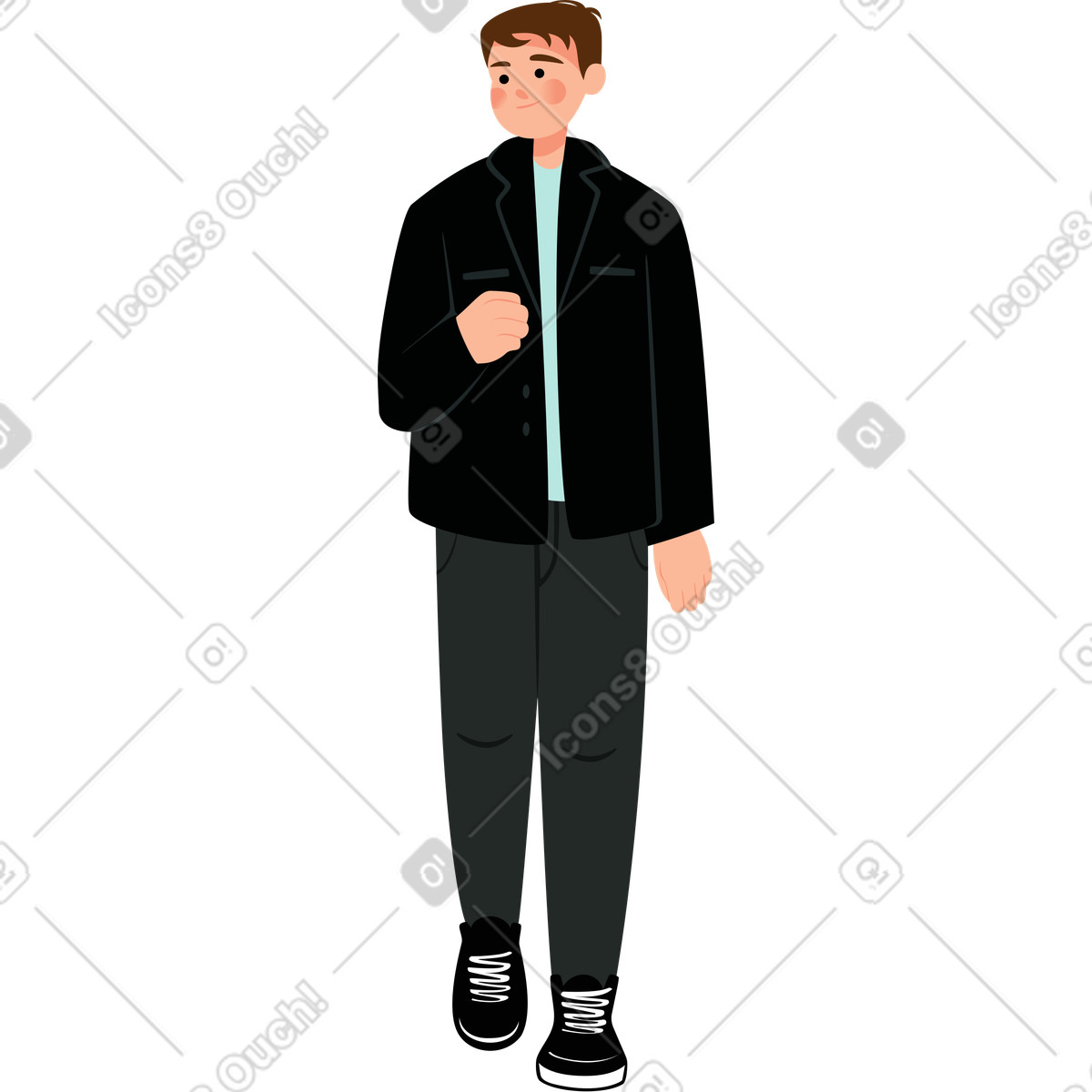 Man in black coat illustration Lagom style download PNG, SVG