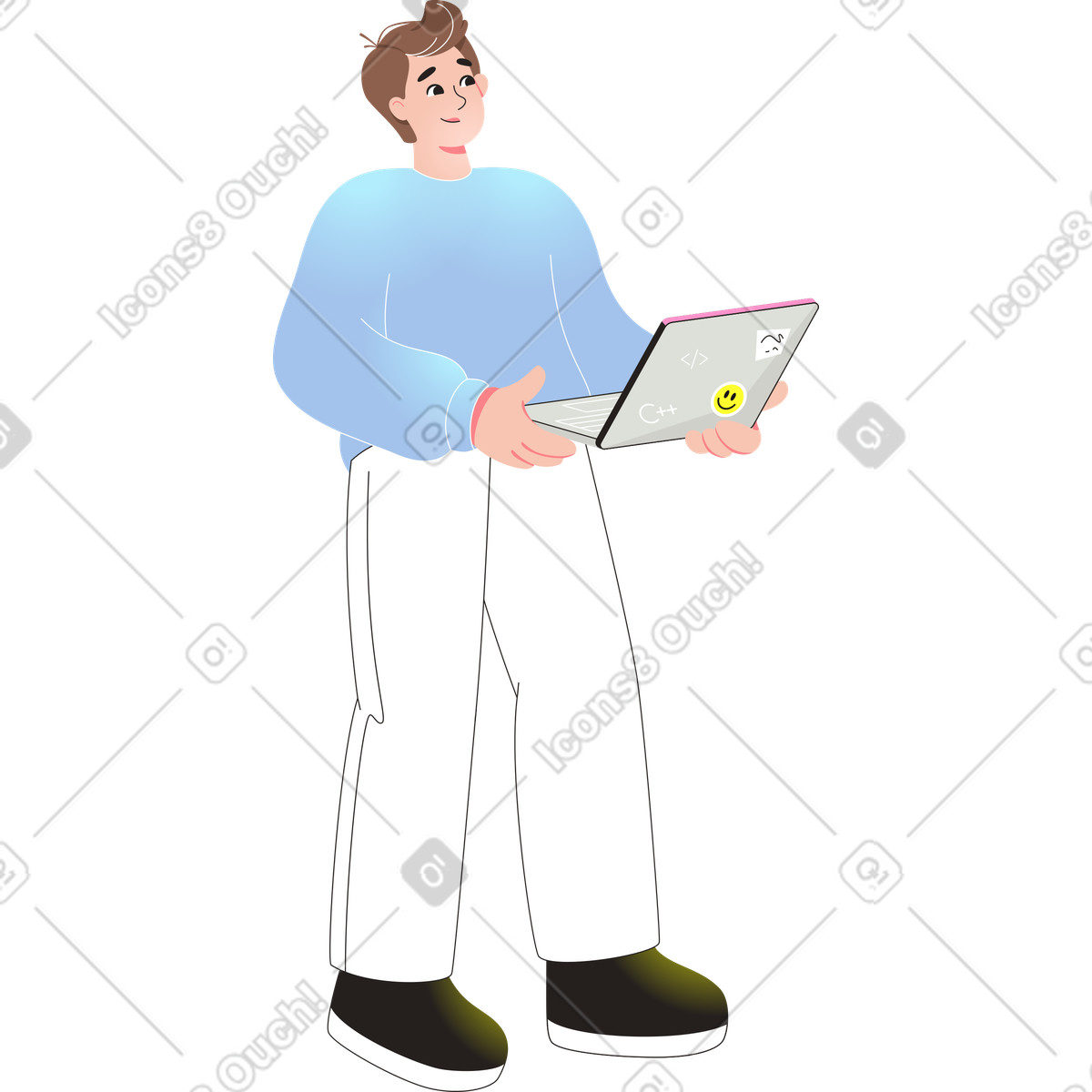 Ilustración Hombre con laptop en estilo Like a descargar en PNG y SVG