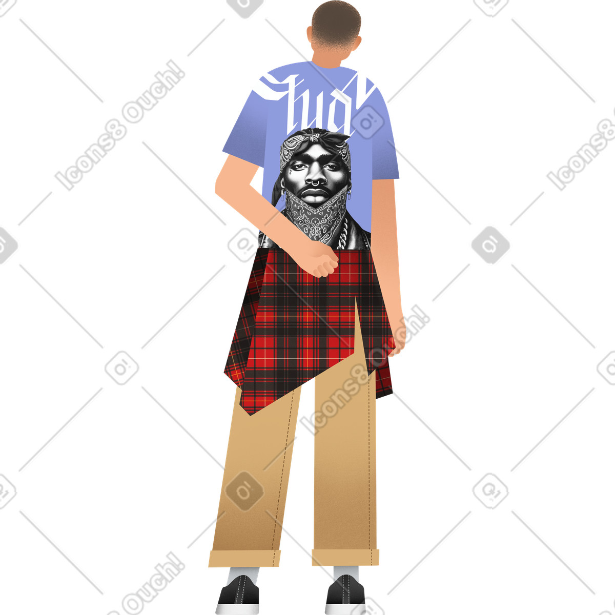 Illustration Young man standing dans le style Patchwork à télécharger aux formats PNG, SVG