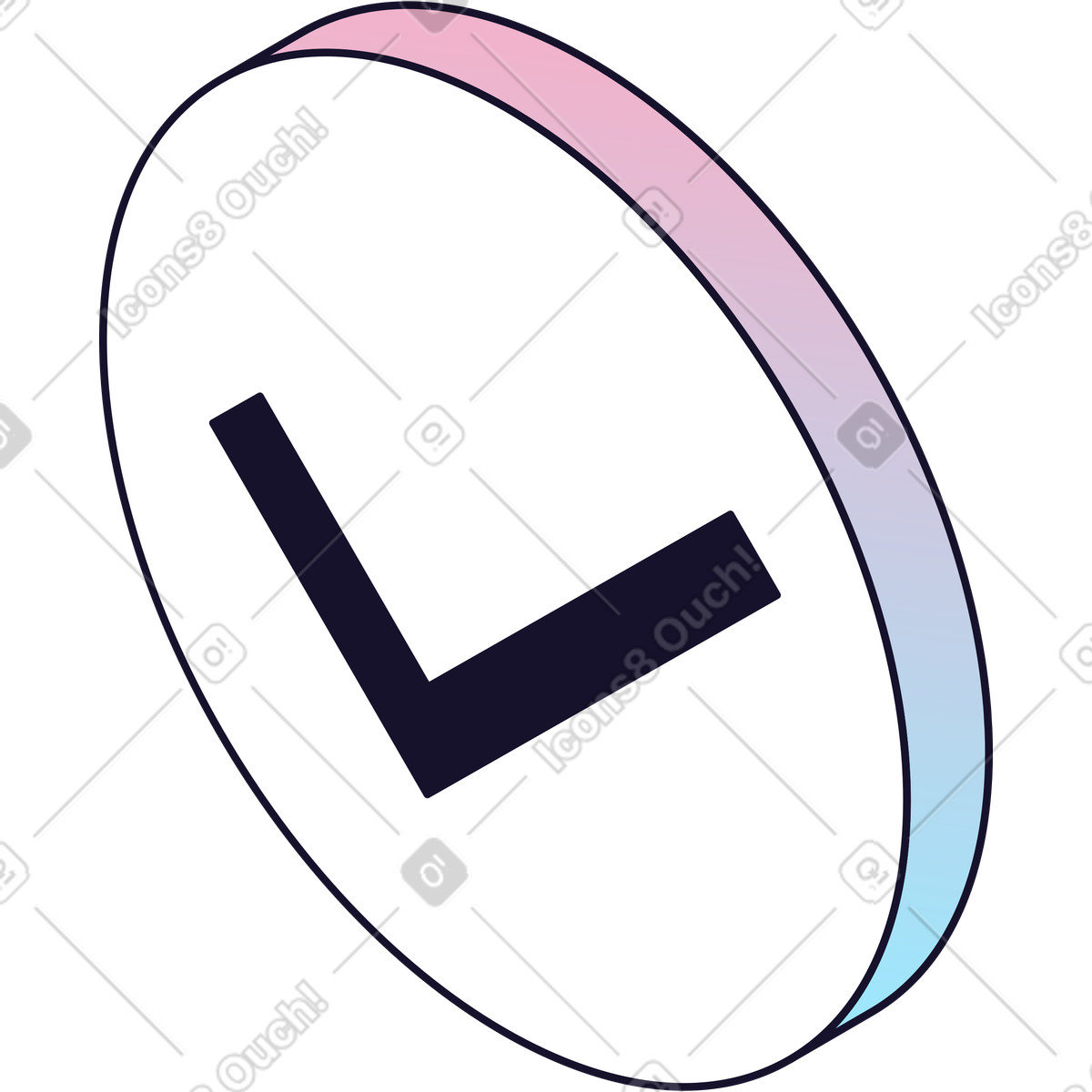 Notification with check mark illustration in Node style download in PNG, SVG