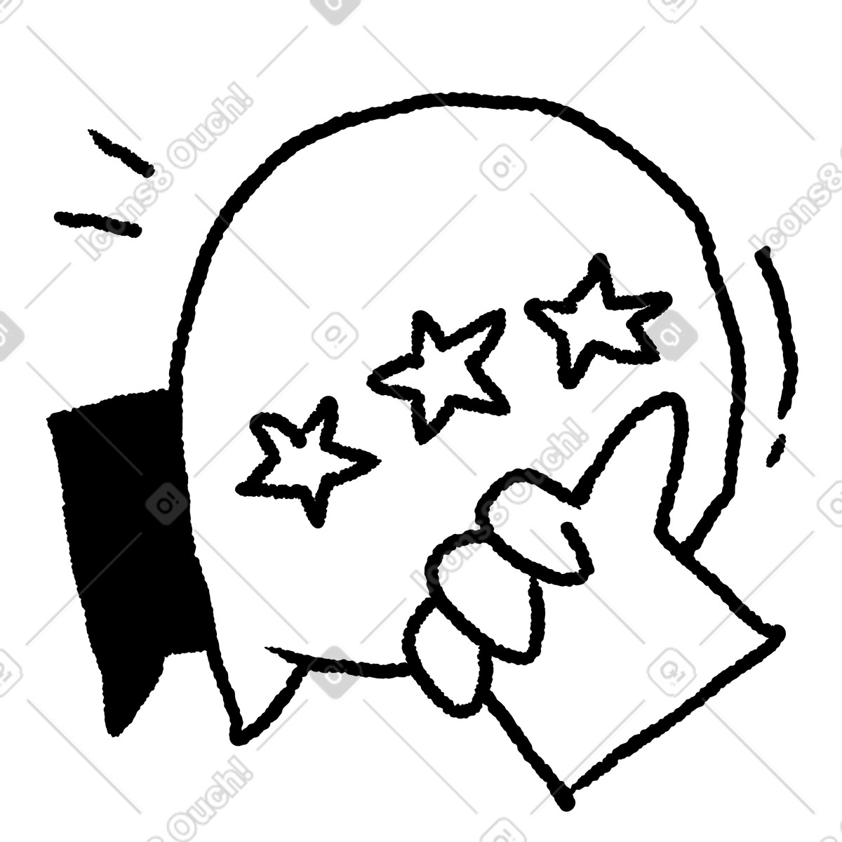 Black Chalk 스타일의 Thumb up gesture with three stars expressing high satisfaction level 일러스트레이션 PNG, SVG 다운로드