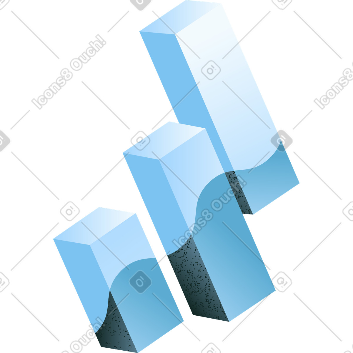 Three columns growth graph illustration in Concept style download in PNG, SVG