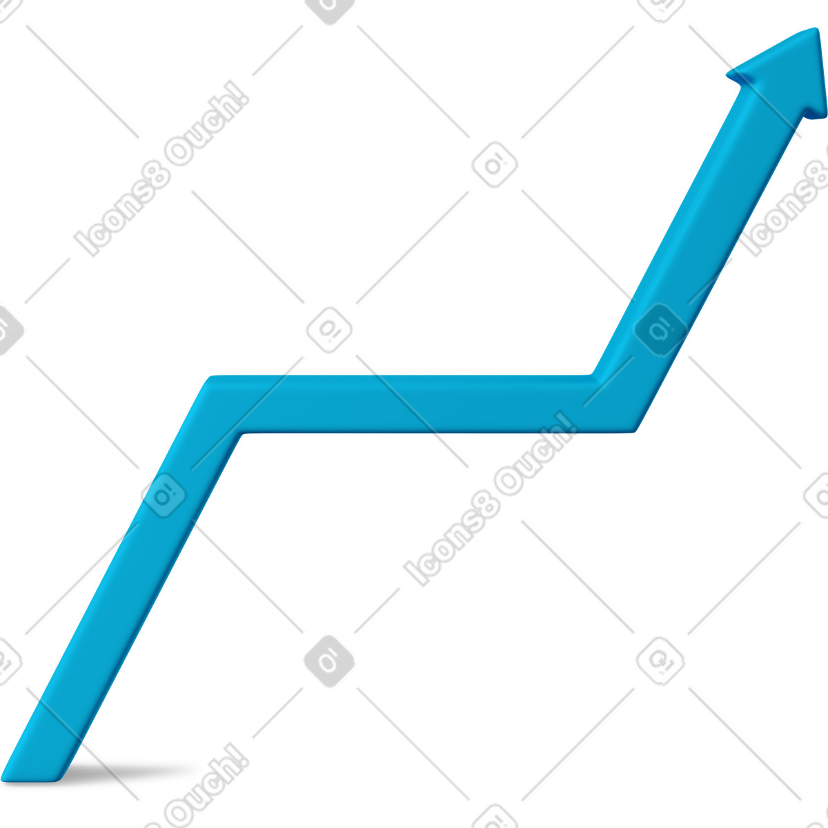 Blue increase arrow illustration in 3D Business style download in PNG, SVG
