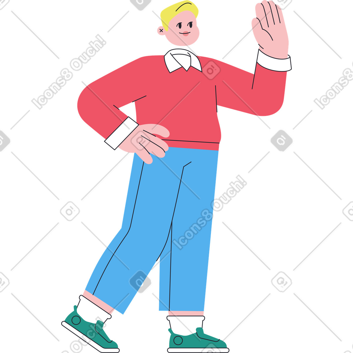 Ilustração de Homem dando high five em no estilo Boba para baixar em PNG, SVG