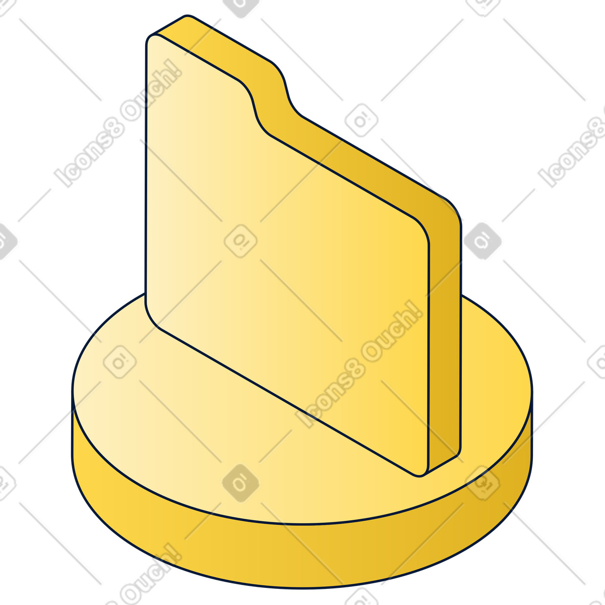 Empty yellow folder on pedestal, file organization and storage illustration in Neat style download in PNG, SVG