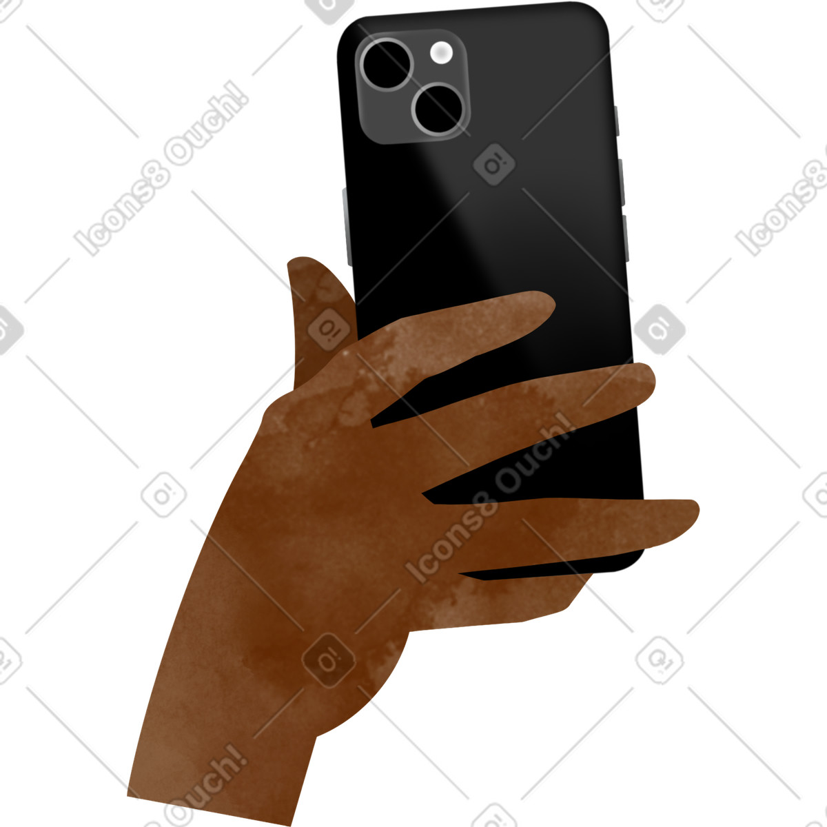 Jumble スタイルの Hand holding phone のイラストをPNG、SVG形式でダウンロード