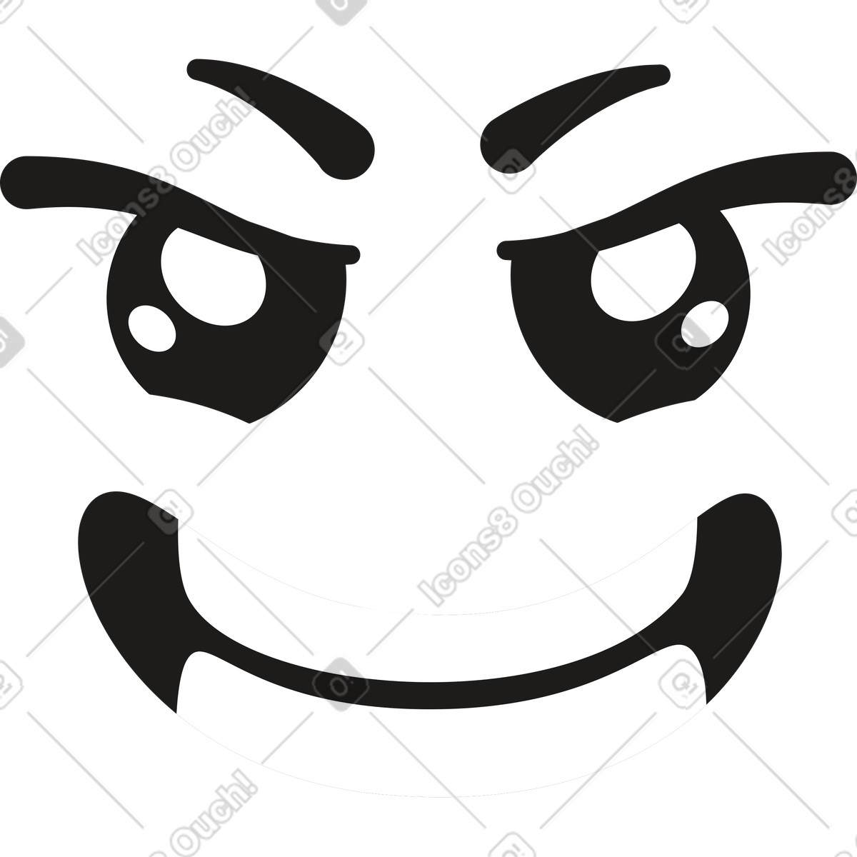 Smiling emotion with horns illustration in Moji style download in PNG, SVG