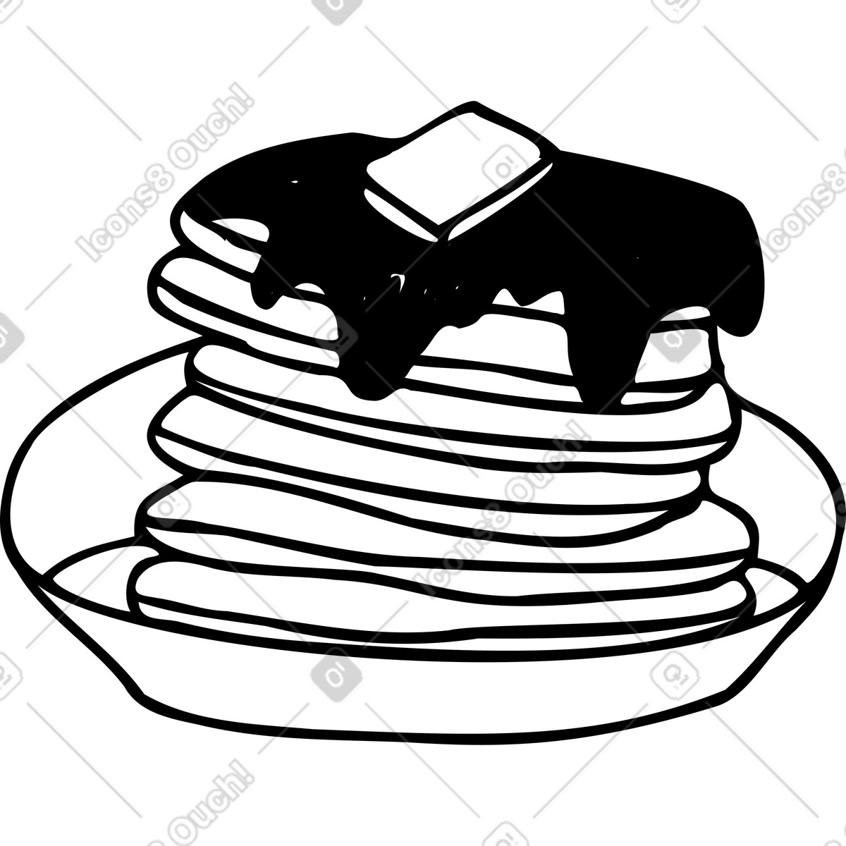 Pfannkuchen auf einem teller-Illustration im Marks-Stil als Download in PNG, SVG